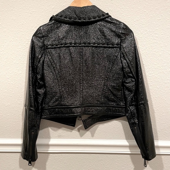 Tracy Reese- Maxwell - Moto Studded Patent Black Jacket-  Size XS - Picture 2 of 8